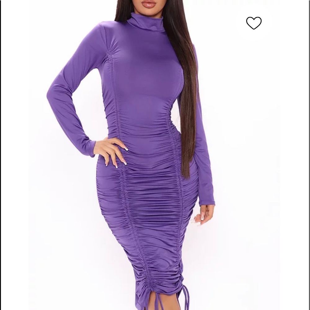 - NWT LONG SLEEVE RUCHED DRESS WITH DRAWSTRI…